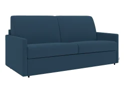 Discount Vente-unique Sofá convertível tecido azul noite assento memória de forma 160 cm ripas largas 14 cm CALIFE Azul escuro