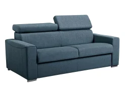 Vente-unique Sofá convertível tecido assento memória de forma 140 ripas largas 14cm memória de forma VIZIR Azul