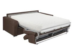Vente-unique Sofá convertível tecido castanho assento com assento de memória de forma 140 colchão memória de forma 22cm VIZIR^ Sofá