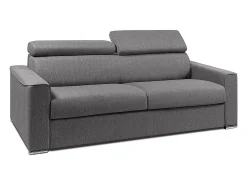 Vente-unique Sofá convertível tecido cinza assento memória de forma 160 cm ripas largas 14 cm VIZIR Cinzento