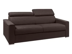 Sofá|Vente-unique Sofá convertível tecido marrom assento memória de forma 160 ripas largas 16cm memória de forma VIZIR Castanho chocolate