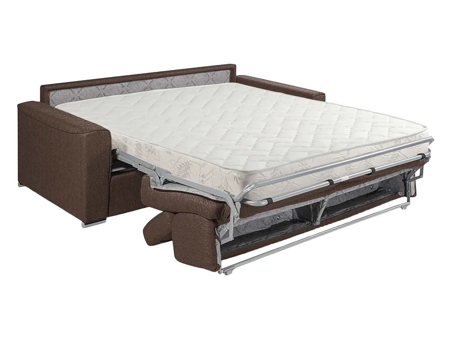 Sofá|Vente-unique Sofá convertível tecido marrom assento memória de forma 160 ripas largas 16cm memória de forma VIZIR Castanho chocolate