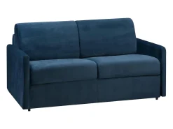 Sofá|Vente-unique Sofá convertível veludo azul noite assento memória de forma 120 cm colchão 18 cm CALIFE Azul escuro