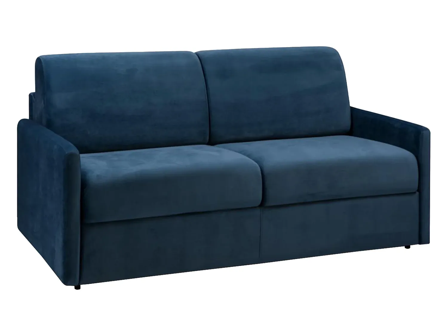 Vente-unique Sofá convertível veludo azul noite assento com assento de memória de forma 140 cm colchão 14 cm CALIFE^ Sofá