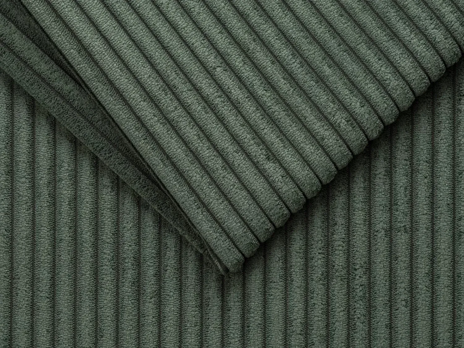 Sofá*Vente-unique Sofá convertível veludo canelado assento com assento de memória de forma 160 cm ripas largas 22cm CALIFE Verde