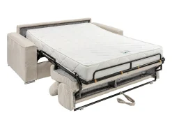Sofá*Vente-unique Sofá convertível veludo canelado assento memória de forma 160 cm ripas largas 18cm CALIFE Bege