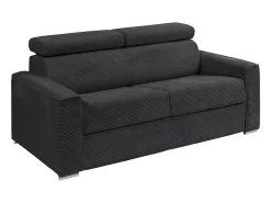 Vente-unique Sofá convertível veludo canelado cinza assento com assento de memória de forma 160 cm ripas largas 14cm CALIFE^ Sofá