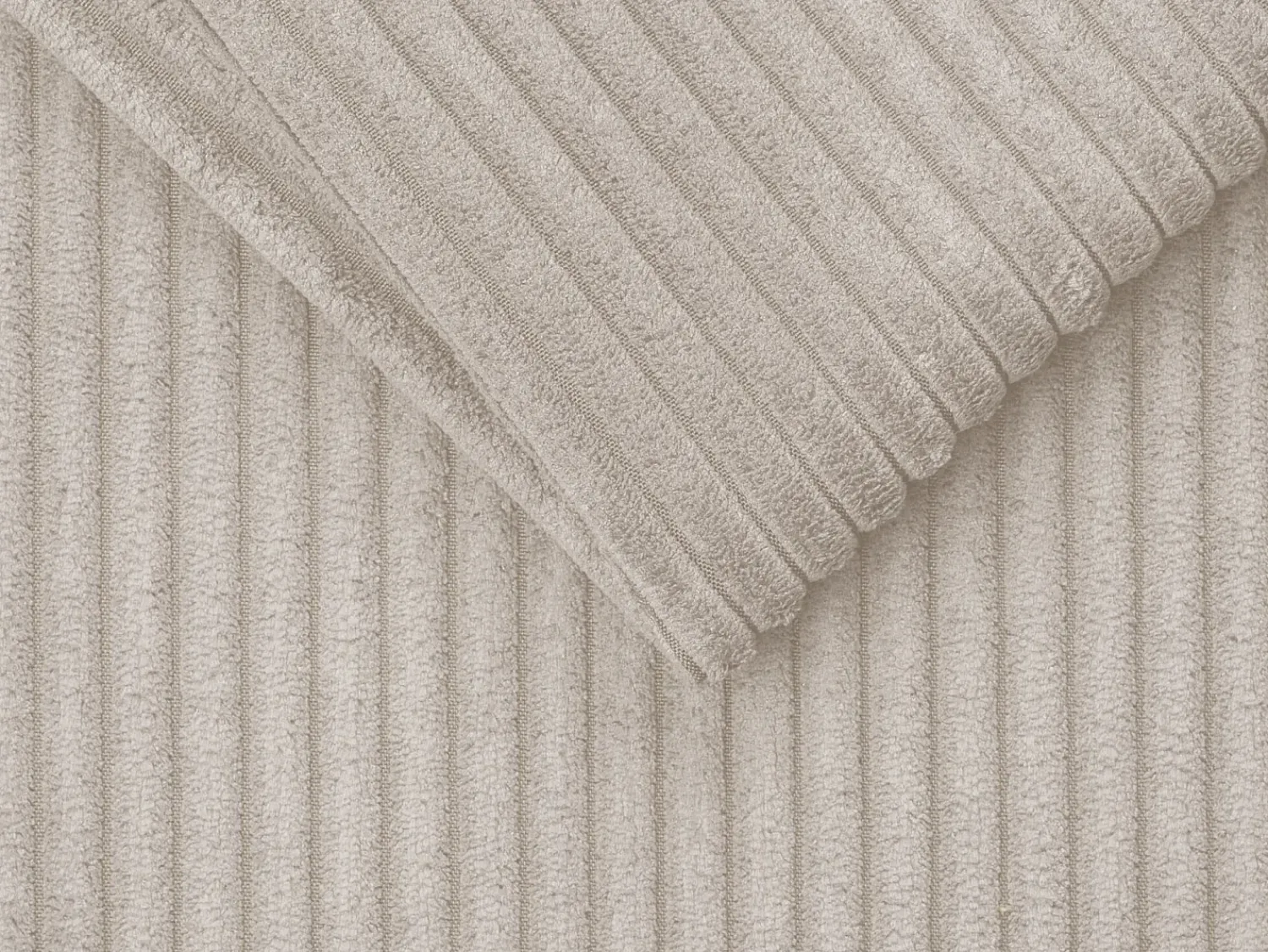 Outlet Vente-unique Sofá convertível veludo canelado assento memória de forma 140 cm ripas largas 18cm CALIFE Bege