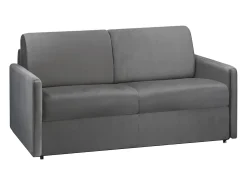Sofá|Vente-unique Sofá convertível veludo cinzento assento memória de forma 120 cm colchão 14 cm CALIFE Cinza antracite