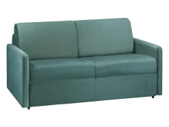 Sofá|Vente-unique Sofá convertível veludo assento memória de forma 120 cm colchão 22 cm CALIFE Verde esmeralda