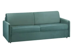 Vente-unique Sofá convertível veludo assento com assento de memória de forma 160 cm colchão 18 cm CALIFE Verde esmeralda