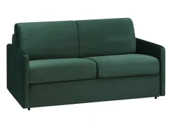 Vente-unique Sofá convertível veludo verde pinheiro assento memória de forma 120 cm colchão 14 cm CALIFE^ Sofá