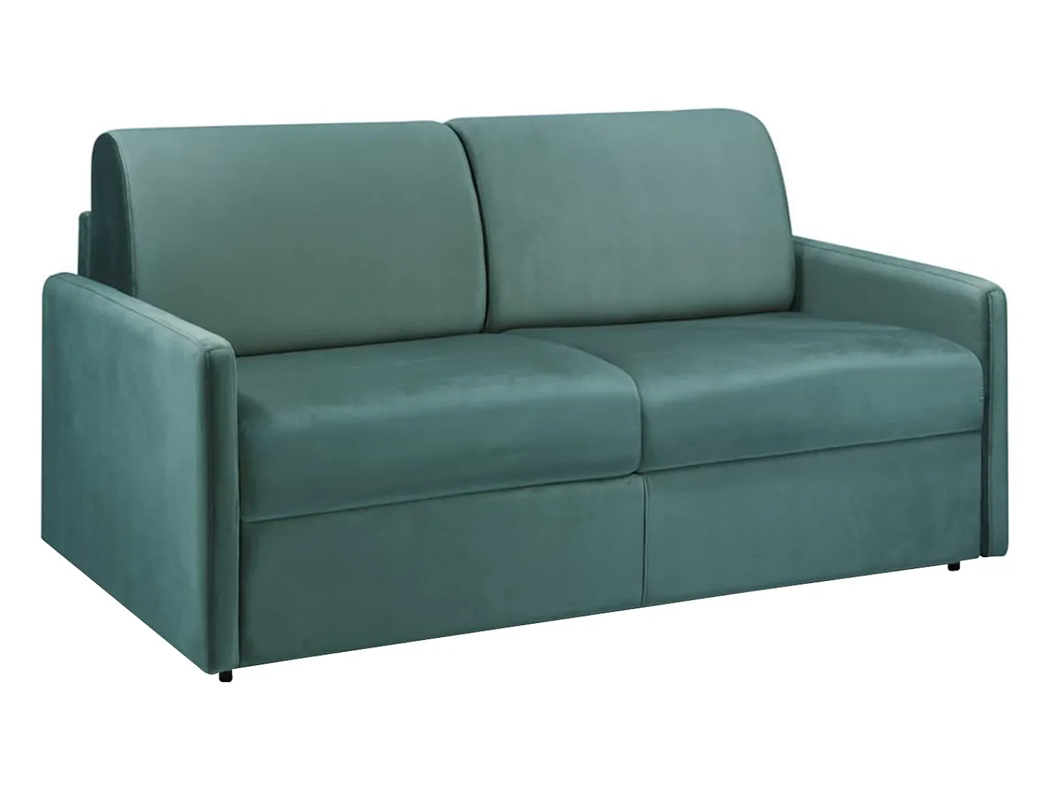 Sale Vente-unique Sofá convertível veludo assento com assento de memória de forma 140 cm colchão 14 cm CALIFE Verde esmeralda