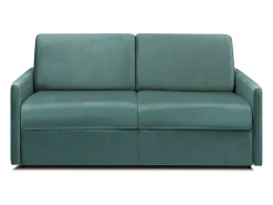 Sale Vente-unique Sofá convertível veludo assento memória de forma 140 cm colchão 18 cm CALIFE Verde esmeralda