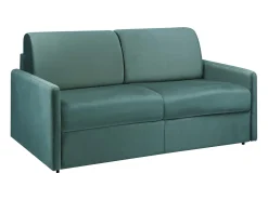 Sale Vente-unique Sofá convertível veludo assento memória de forma 140 cm colchão 18 cm CALIFE Verde esmeralda