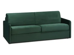 Vente-unique Sofá convertível veludo verde pinheiro assento com assento de memória de forma 160 cm colchão 18 cm CALIFE^ Sofá