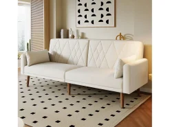 Sofá|Merax Sofá de 2 lugares - 180 x 75 x 82 cm - Sofá-cama retrátil - encosto ajustável - veludo - Bege