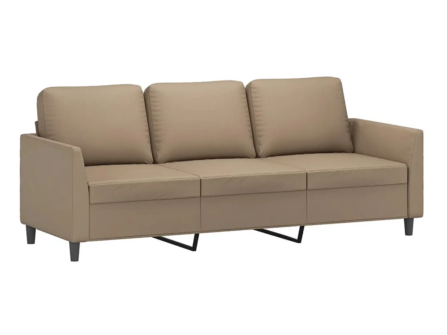 Outlet Sofá de 3 lugares 180 cm couro artificial cor cappuccino PT338634 Castanho