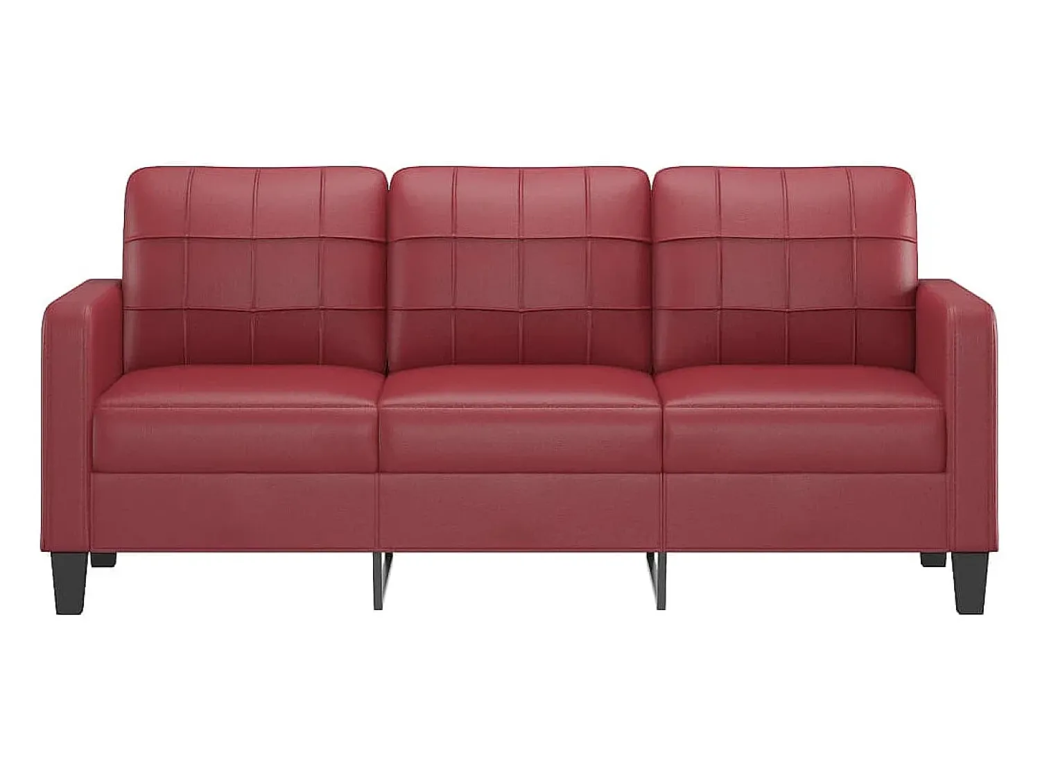 Sofá| Sofá de 3 lugares 180 cm couro artificial tinto PT351818 Vermelho