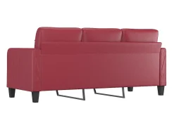 Sofá| Sofá de 3 lugares 180 cm couro artificial tinto PT351818 Vermelho