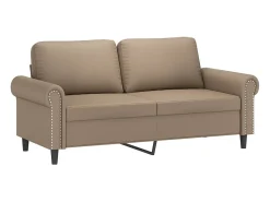 Sofá de 2 lugares 140 cm couro artificial cor cappuccino PT115894 Castanho