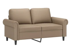 Sofá* Sofá de 2 lugares 120 cm couro artificial cor cappuccino PT952875 Castanho