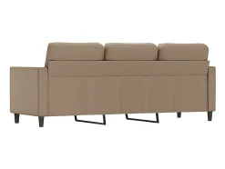 Sofá|vidaxl Sofá de 3 lugares 180 cm couro artificial cor cappuccino Castanho