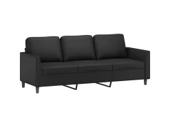 Sofá de 3 lugares 180 cm couro artificial PT623479 Preto