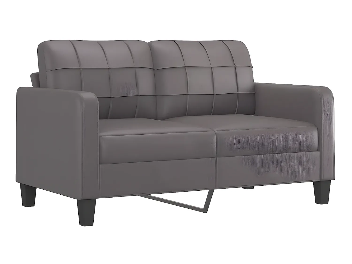 Sofá* Sofá de 2 lugares 140 cm couro artificial cinza PT159195 Cinzento