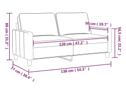 vidaxl Sofá de 2 lugares 120 cm couro artificial cor cappuccino^ Sofá