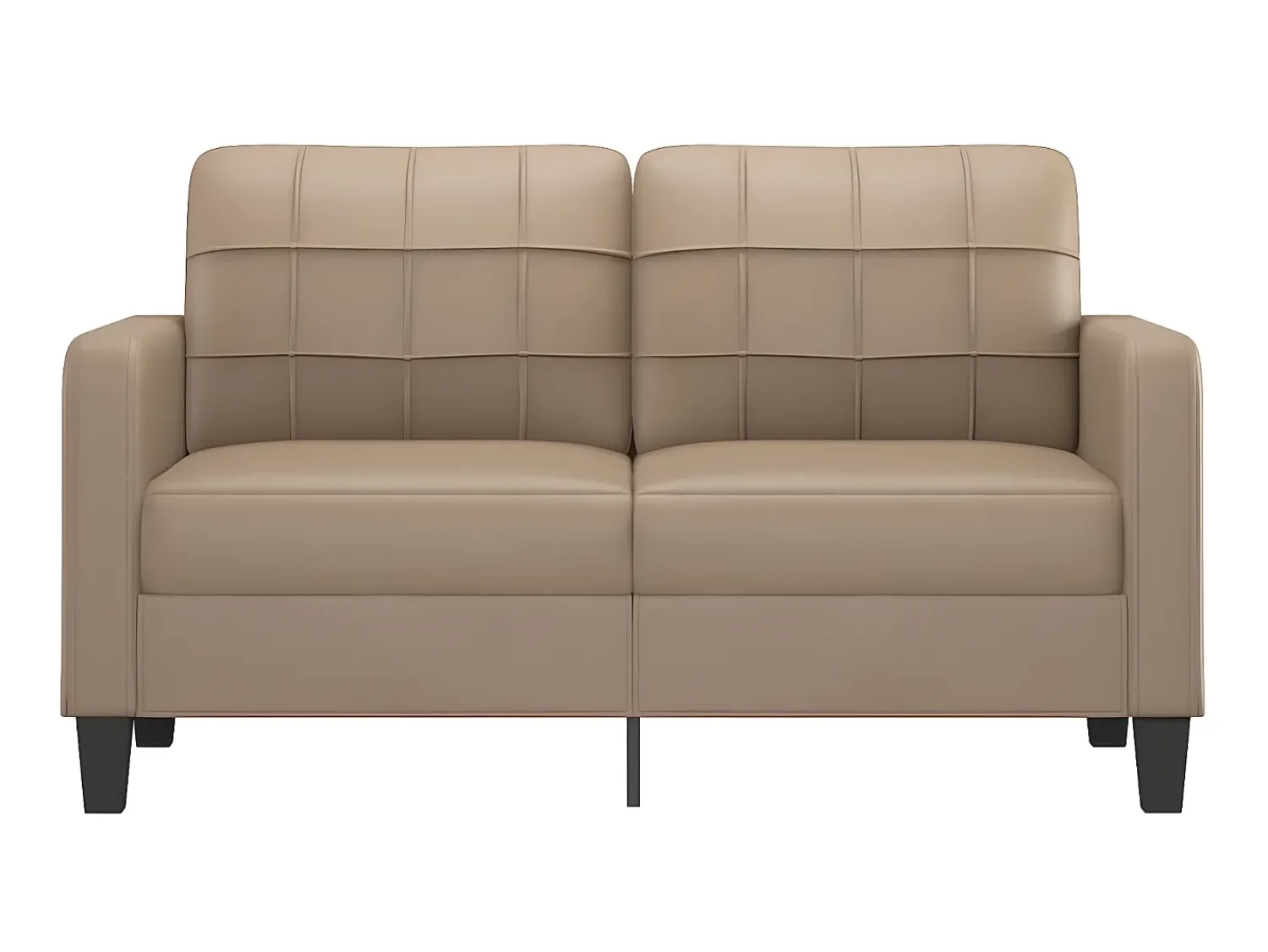 Sofá de 2 lugares 140 cm couro artificial cor cappuccino PT240271^ Sofá