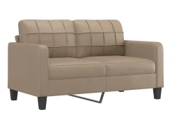 Sofá de 2 lugares 140 cm couro artificial cor cappuccino PT240271^ Sofá