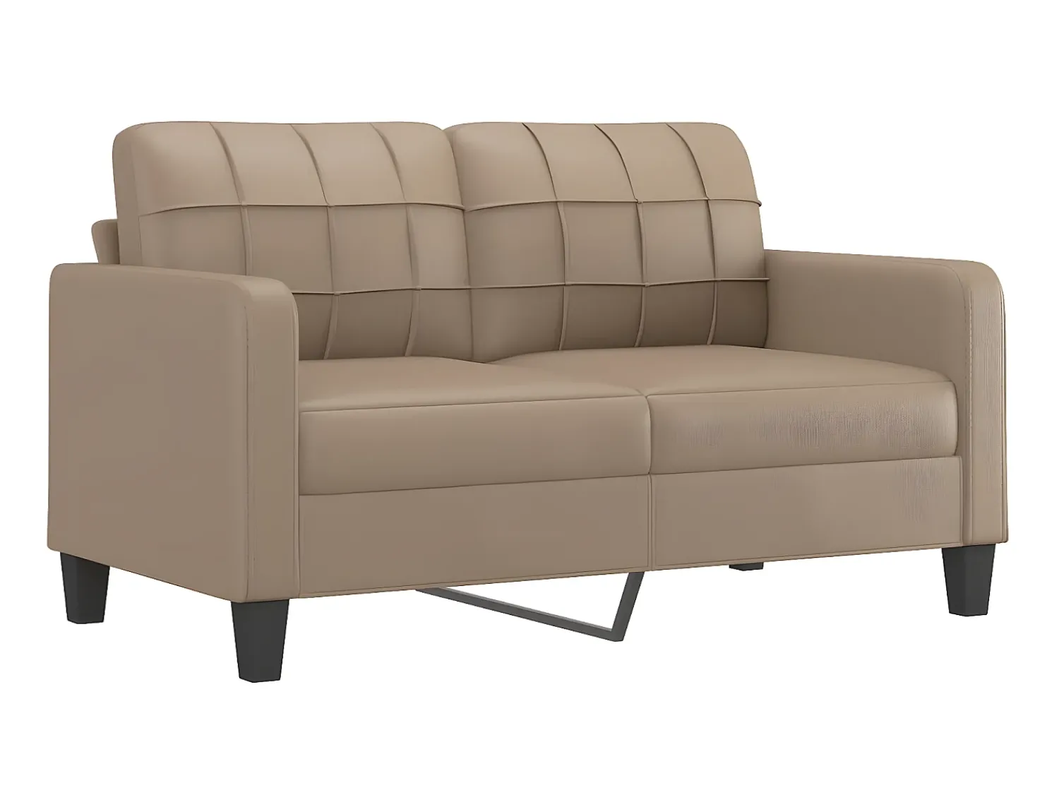Sofá de 2 lugares 140 cm couro artificial cor cappuccino PT240271^ Sofá