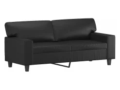 Outlet Sofá de 2 lugares 140 cm couro artificial PT211001 Preto