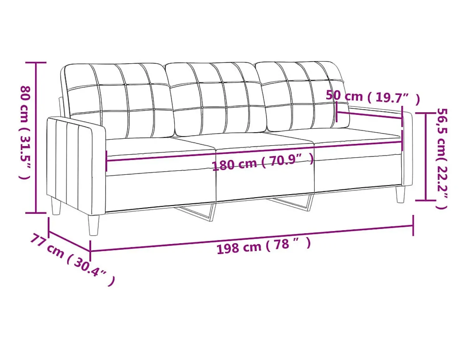 vidaxl Sofá de 3 lugares 180 cm tecido cinza-claro^ Sofá