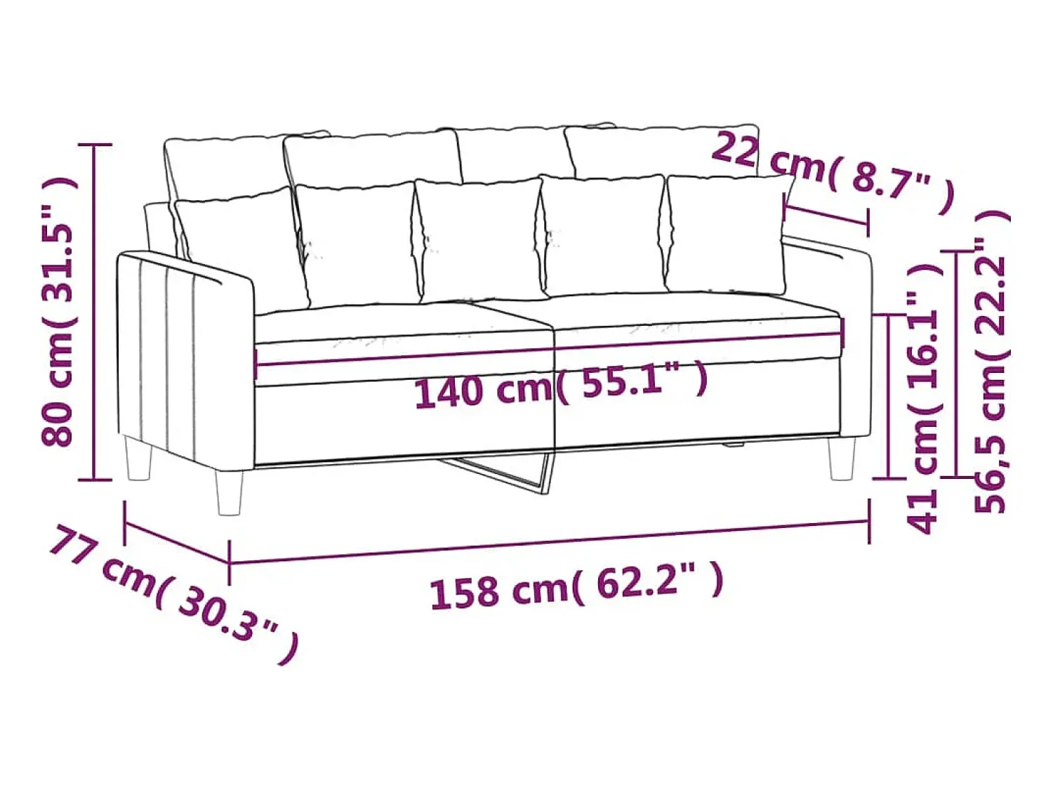 Sofá*vidaxl Sofá de 2 lugares 140 cm veludo cinza-escuro Cinzento