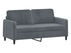 Sofá de 2 lugares 140 cm veludo cinza-escuro PT305615^ Sofá