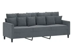 Sofá* Sofá de 3 lugares 180 cm veludo cinza-escuro PT421741 Cinzento