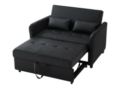 Hot Sofá de 2 lugares - Sofá com encosto ajustável em três posições e função de cama - PU Preto
