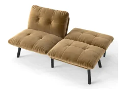 Sale Sofá de 2 lugares - Sofá reto com encosto rebatível e pernas em metal - veludo Castanho