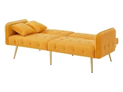 Sofá| Sofá de 2 lugares - Sofá reto com encosto de 3 posições e braços de 6 posições - veludo - para sala de estar Amarelo