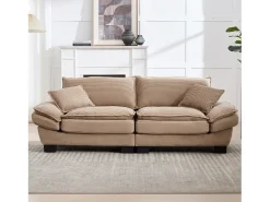 Sofá| Sofá de 2 lugares - Sofá reto com almofadas - - para sala e quarto Caqui
