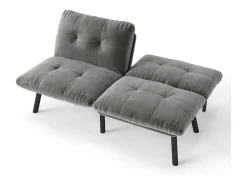 Discount Sofá de 2 lugares - Sofá reto com encosto rebatível e pernas em metal - veludo Cinzento