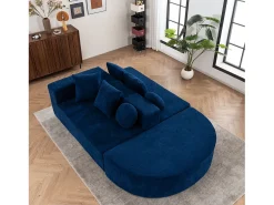 Sofá* Sofá de 5 lugares – Sofá segmentado com 6 almofadas e apoios de braços – chenille Azul