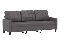 Sofá de 3 lugares c/ apoio de pés 180 cm couro artificial cinza PT934353^ Sofá