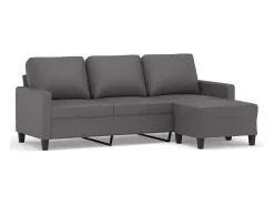 Online Sofá de 3 lugares c/ apoio de pés 180 cm couro artificial cinza PT938525 Cinzento