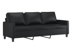 Sofá* Sofá de 3 lugares c/ apoio de pés 180 cm couro artificial PT784116 Preto