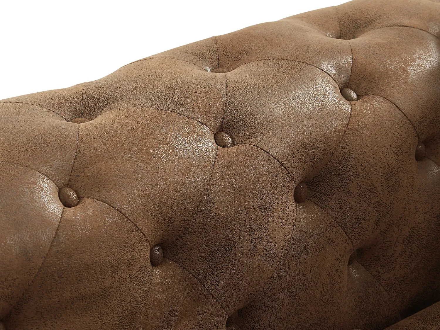 Sofá*Vente-unique Sofá de 2 lugares chesterfield microfibra aspeto couro envelhecido EDWINA Castanho