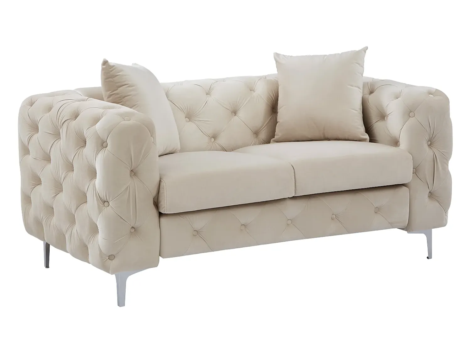 Vente-unique Sofá de 2 lugares chesterfield em veludo e pés em metal EDWINA^ Sofá
