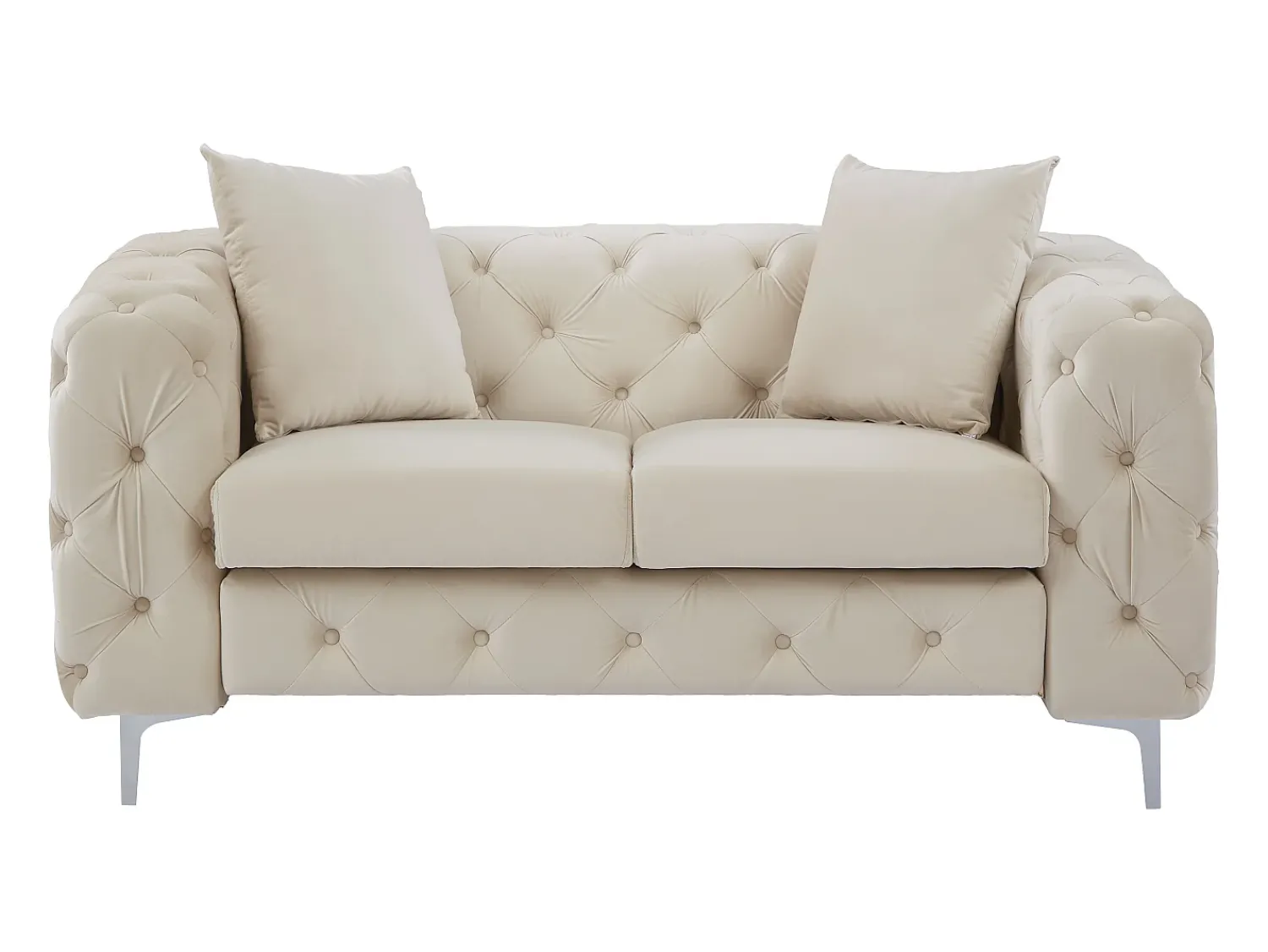 Vente-unique Sofá de 2 lugares chesterfield em veludo e pés em metal EDWINA^ Sofá